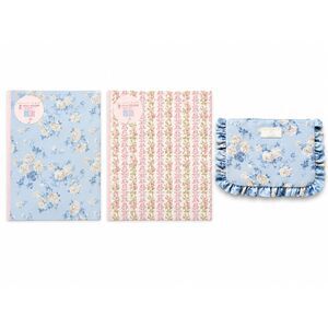 NWT LoveShackFancy x Yoobi Breezy Blue Floral Stationery Set 3 Pc